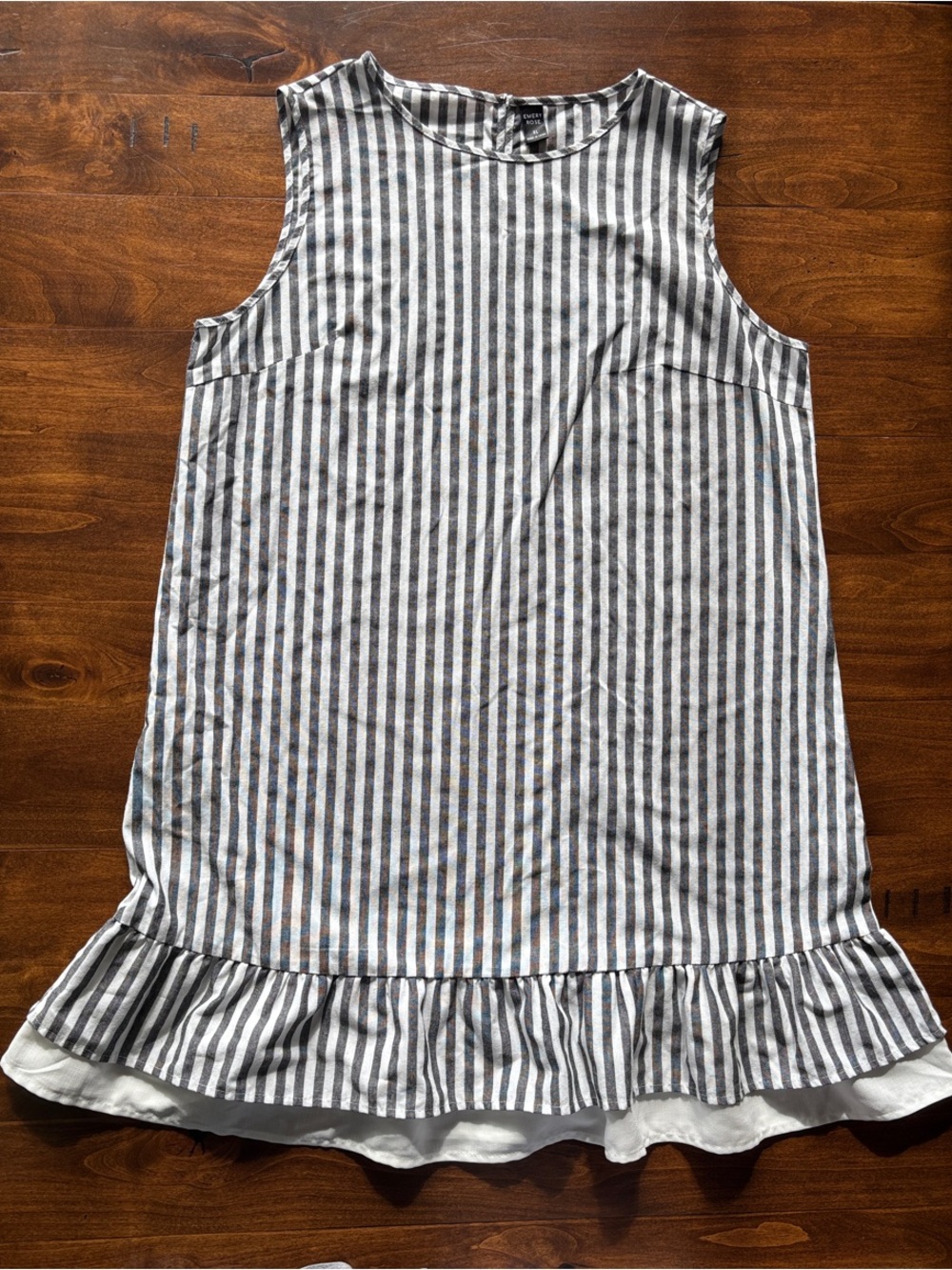 Sleeveless Black & White Striped Ruffle-Hem Mini Dress